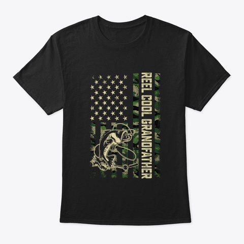 Reel Cool Grandfather Camouflage Usa Fla Black T-Shirt Front