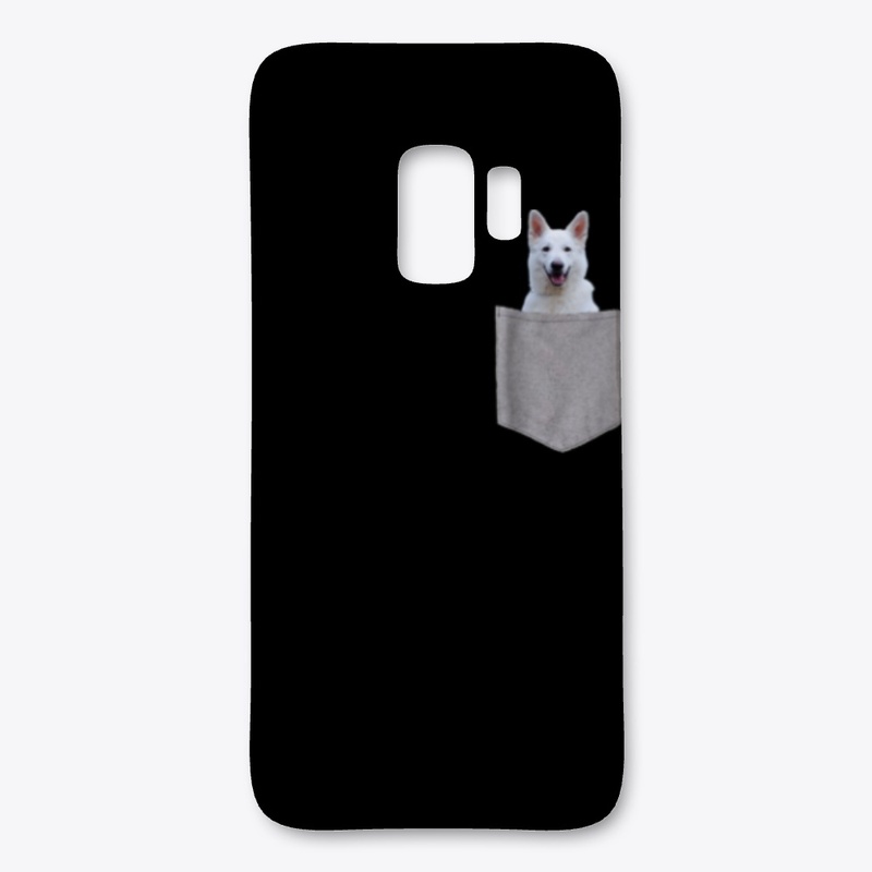 Funny White German Shepherd in Pocket