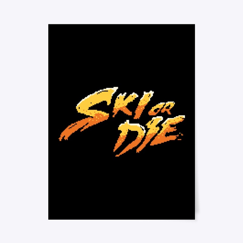 Sun Fire Ski or die Pixel art Logo