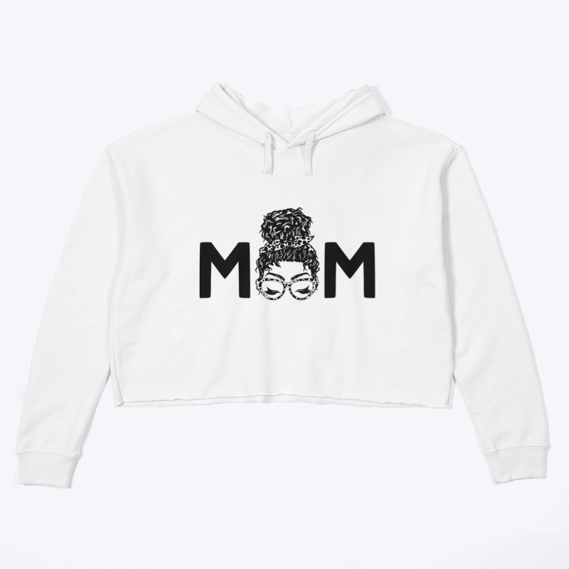 Mom curly hair messy bun cat eye glasses