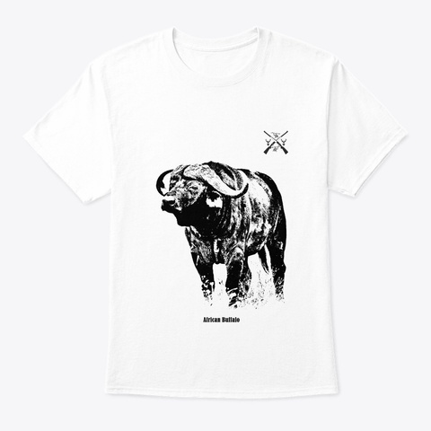African Buffalo Big 5 T Shirt White Kaos Front