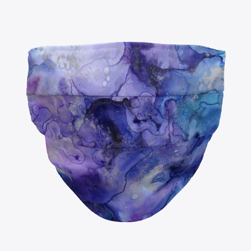 Blue watercolor face mask