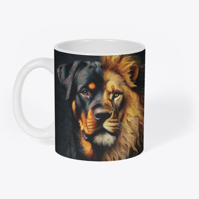 A Rottweiler and a Lion