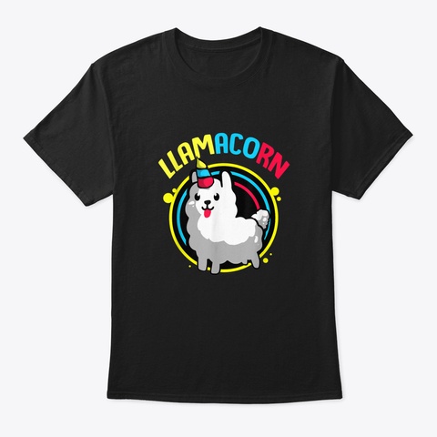 Llamacorn Cute Unicorn Llama Black T-Shirt Front