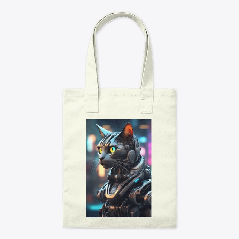 Cybernetic Cat in Neon Glow