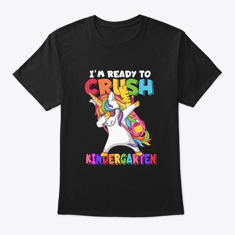 Kindergarten Dabbing Unicorn Shirt Gift  Black T-Shirt Front