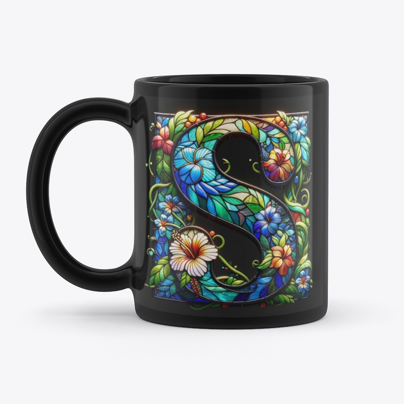 Dāvana ar iniciāli S Jūgendstilā (melna)