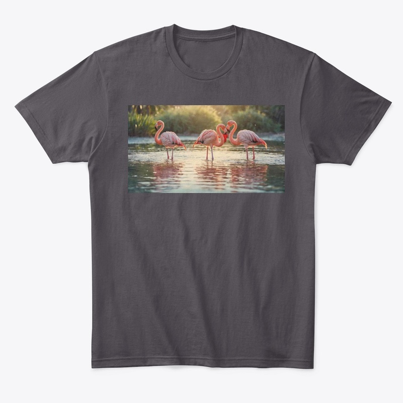 "Graceful Flamingos in Pond"