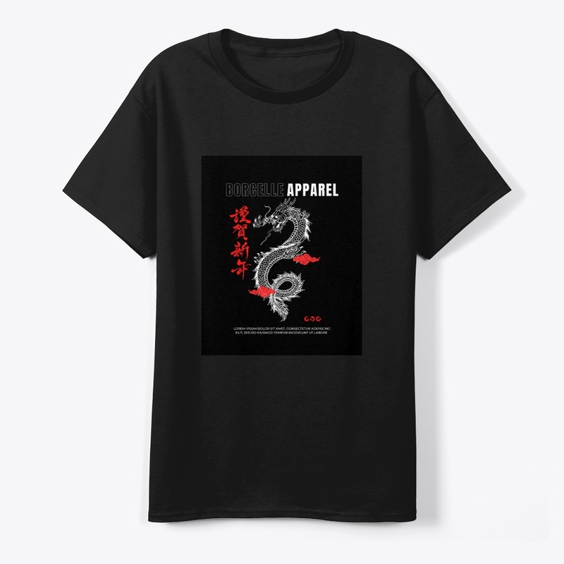 "Bold 'BORCELLE APPAREL' Black T-Shirt 