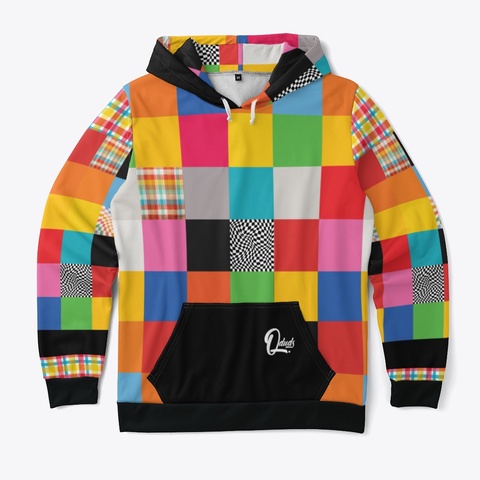 Qduds Mmxxv Patchwork Series 1 Hoodie  Black T-Shirt Front