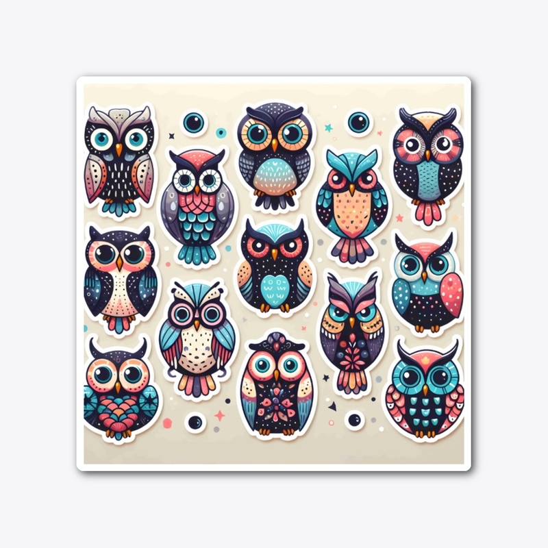A cute owls stickers