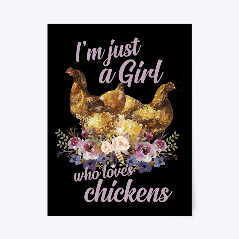 Girl Loves Chickens Watercolor Style
