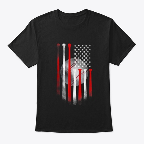 American Flag Vintage Baseball Flag Black T-Shirt Front