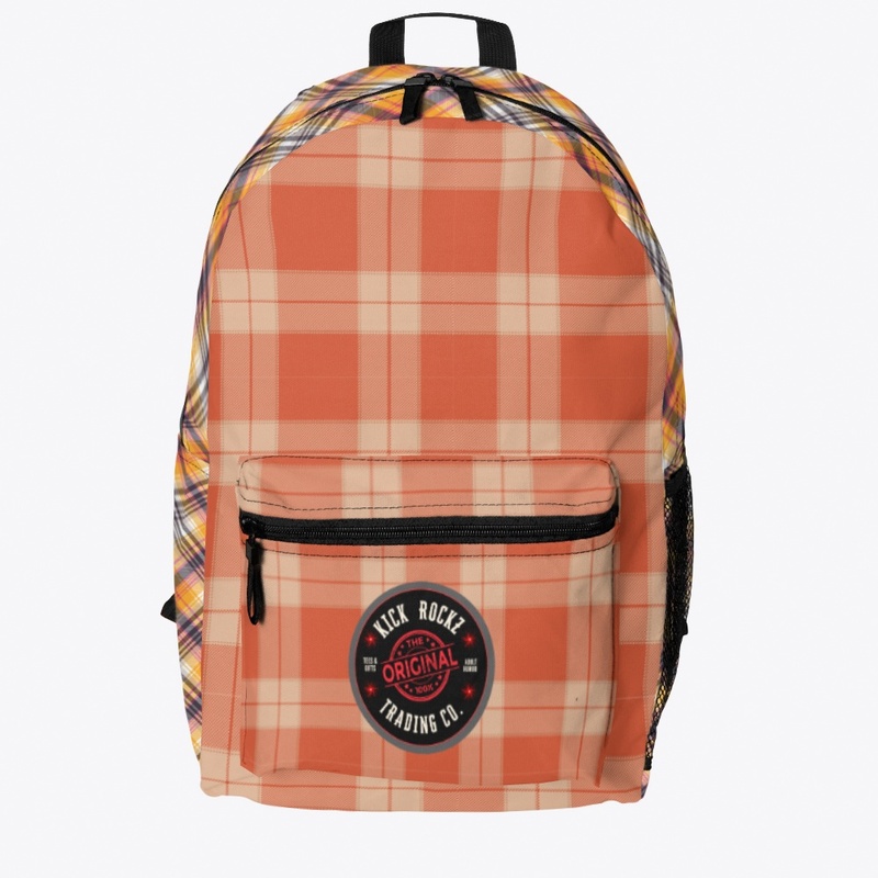 Orange plaid backpack