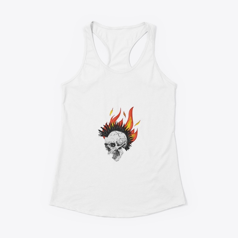 Gothic Skull with Flame Illustration tee