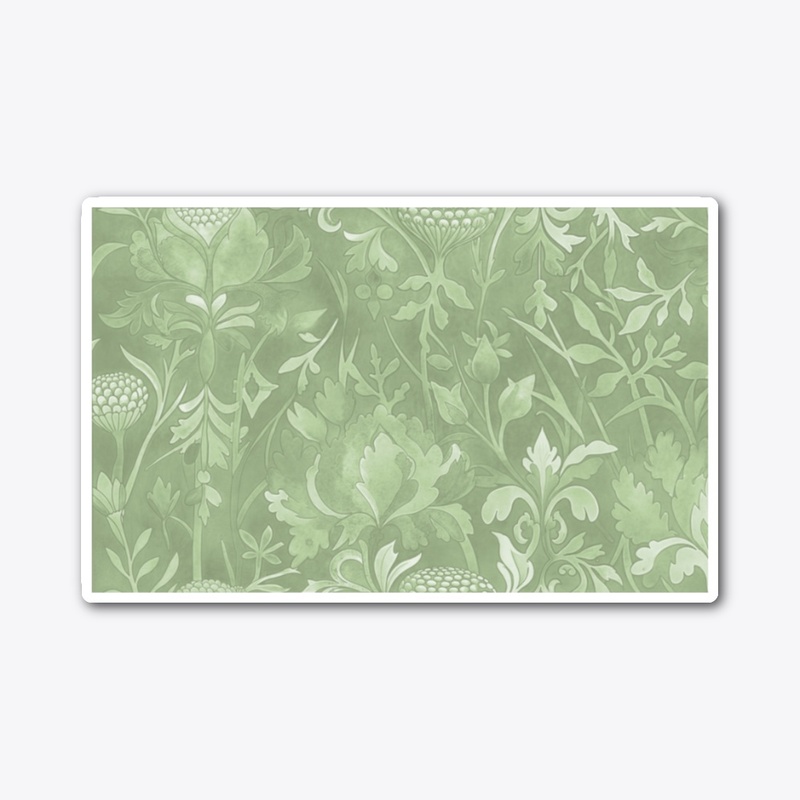 Sage Green Arts & Crafts Floral Pattern 