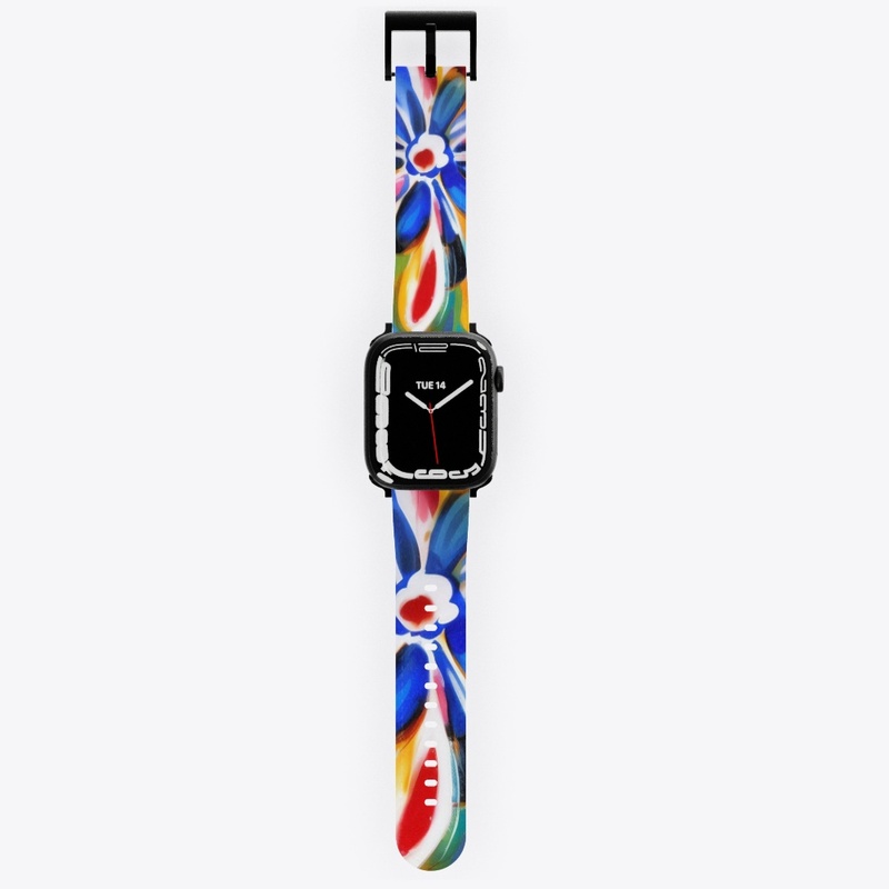 Bold Red, Blue, Yellow, Flower Print