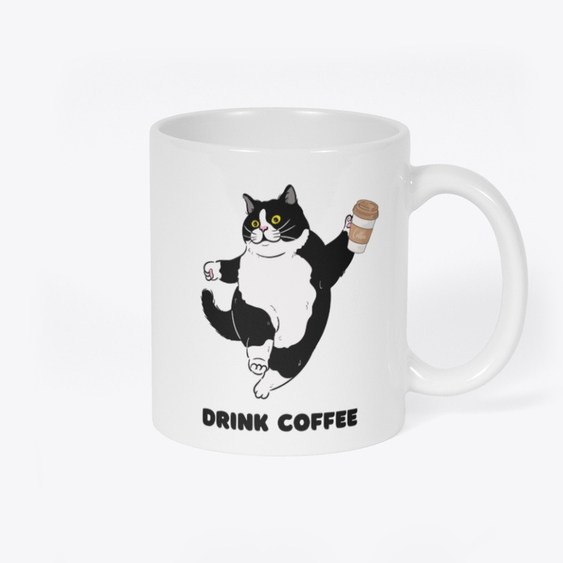 Coffee First, Panic Later Cat