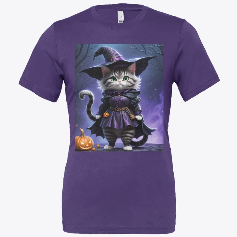 Adorable Witch Cat with Pumpkin