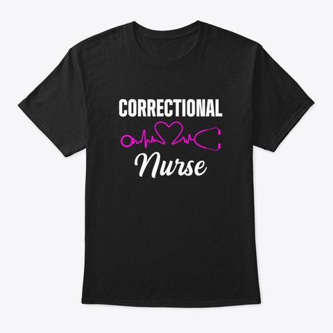 Sweet Correctional Nurse Heartbeat Black T-Shirt Front