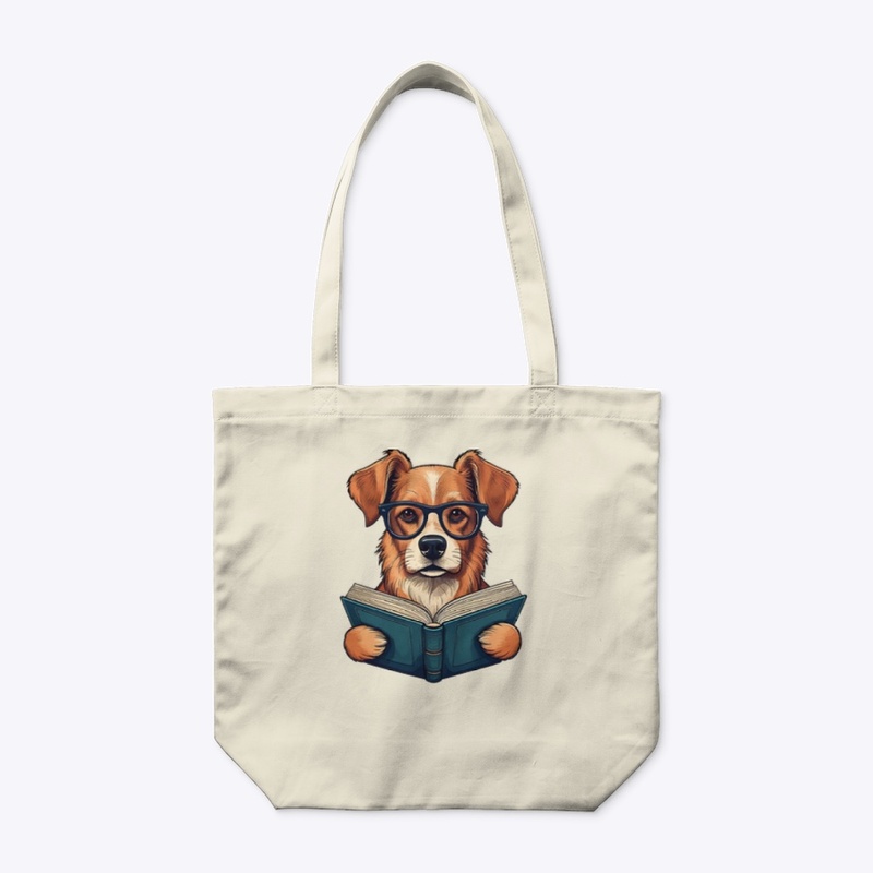Smart Bookworm Dog Illustration