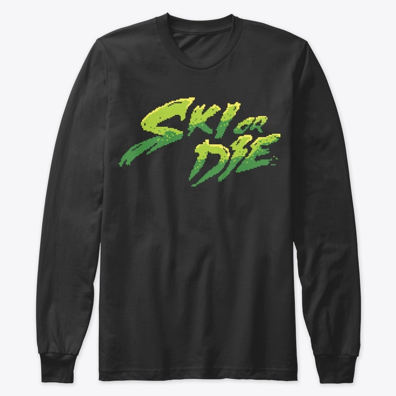 Acid Green Ski or Die Pixel art Logo
