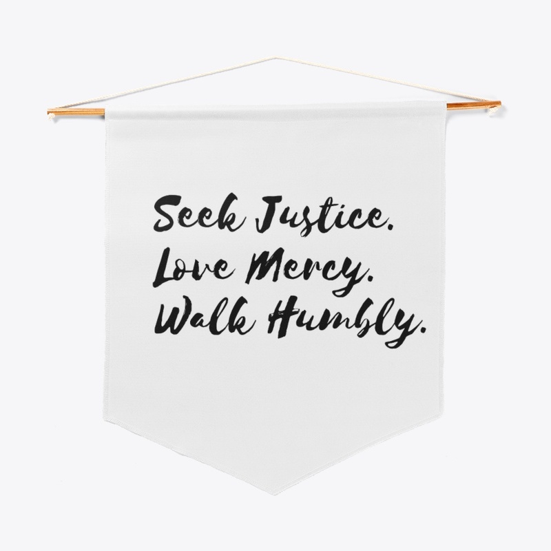 Seek Justice. Pennant.
