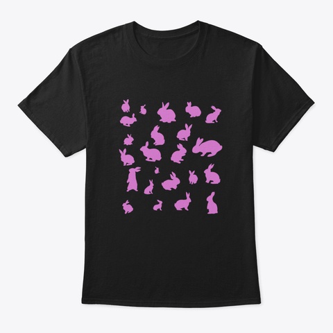 Silhouettes Of Easter Bunnys Black T-Shirt Front