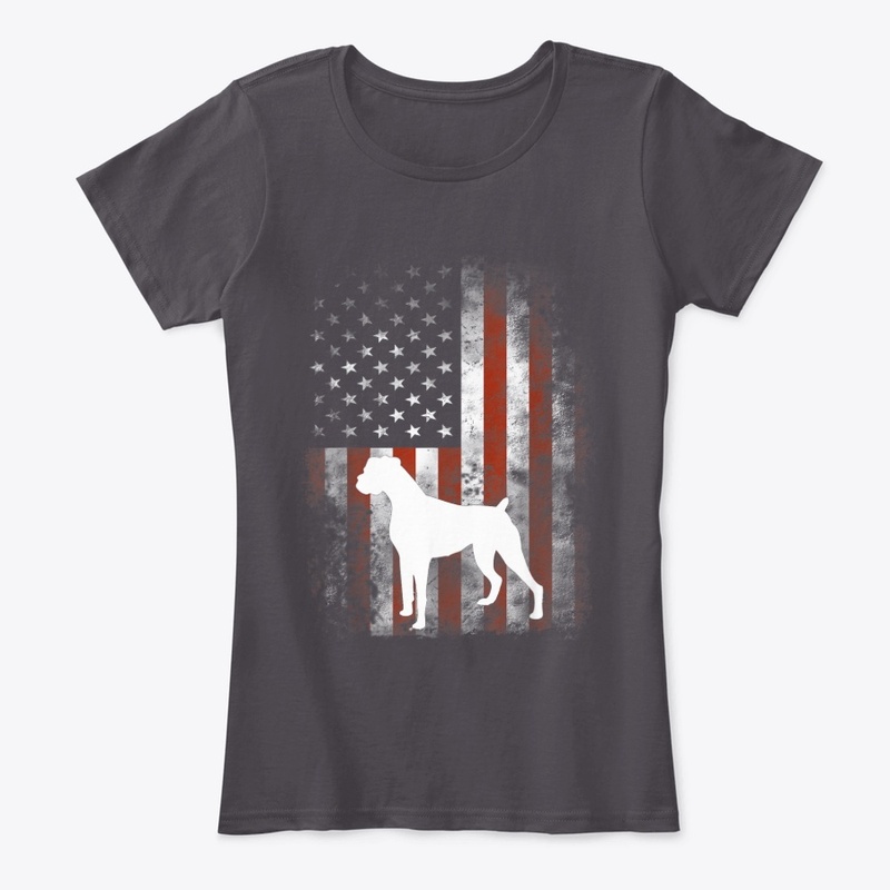 White Boxer Dog Shirt Patriotic American