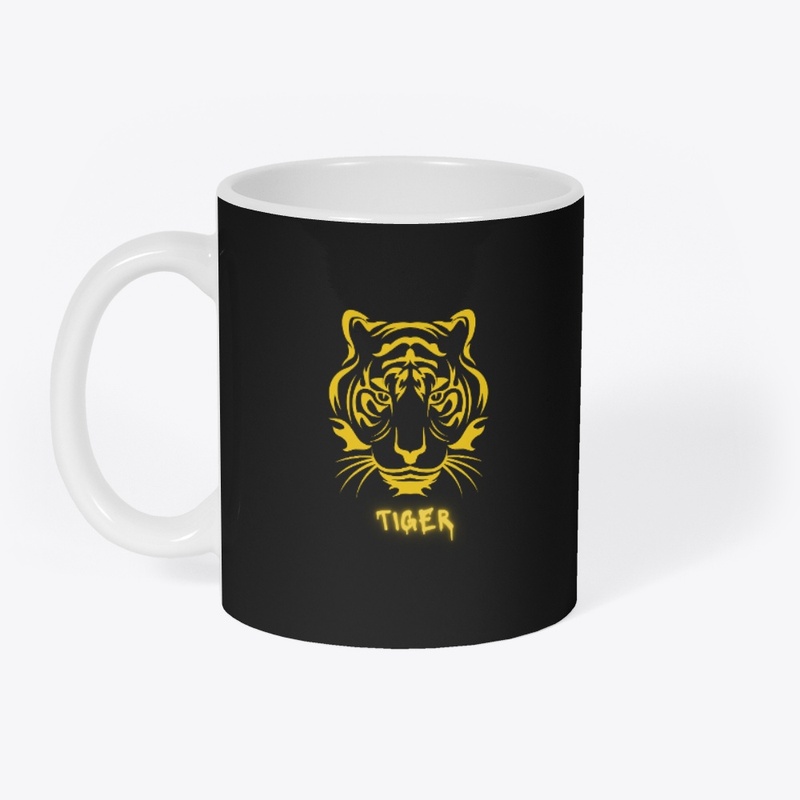 Black Yellow Tiger Illustrative T-Shirt