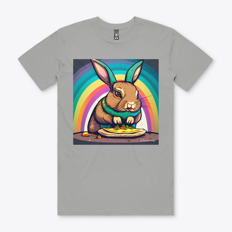 Bunny eating a taco under a rainbow