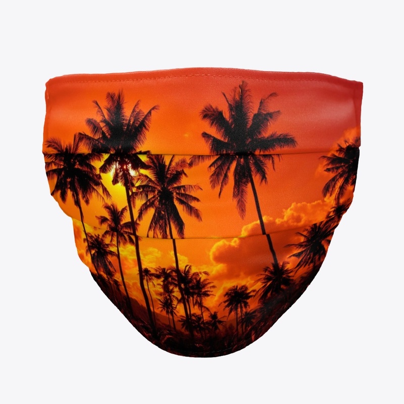 Palm Tree Sunset Face Mask