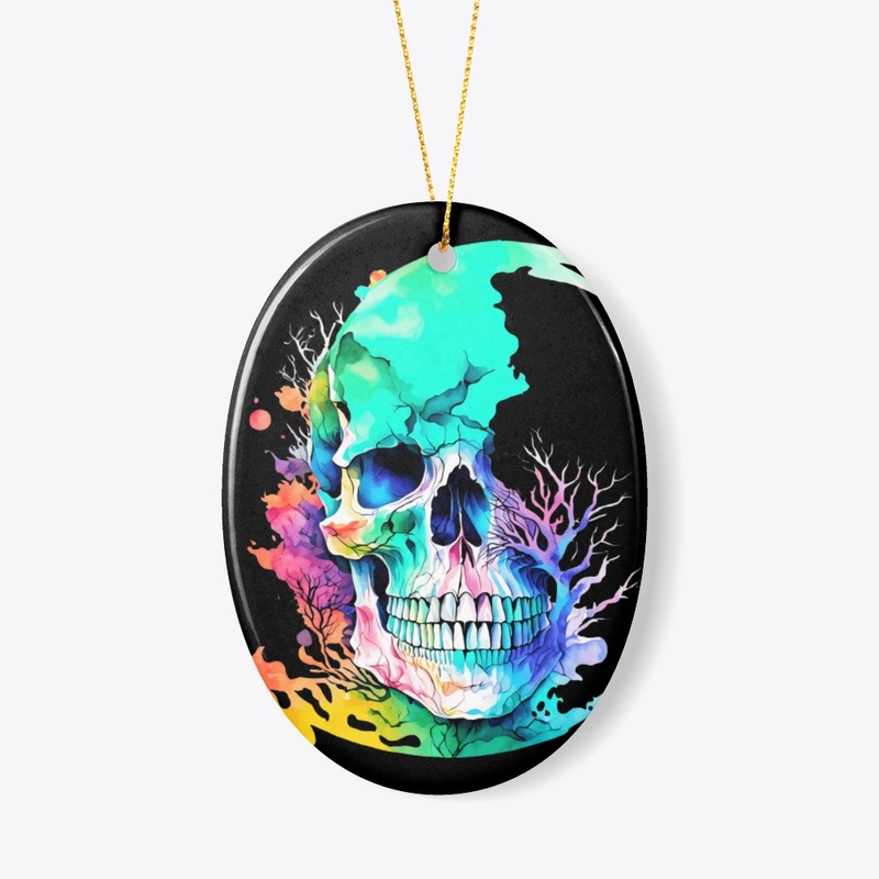 Abstract of Colorful Skull with Moon