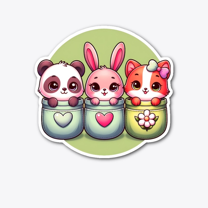 Cat, Panda, Bunny. Cute Animals
