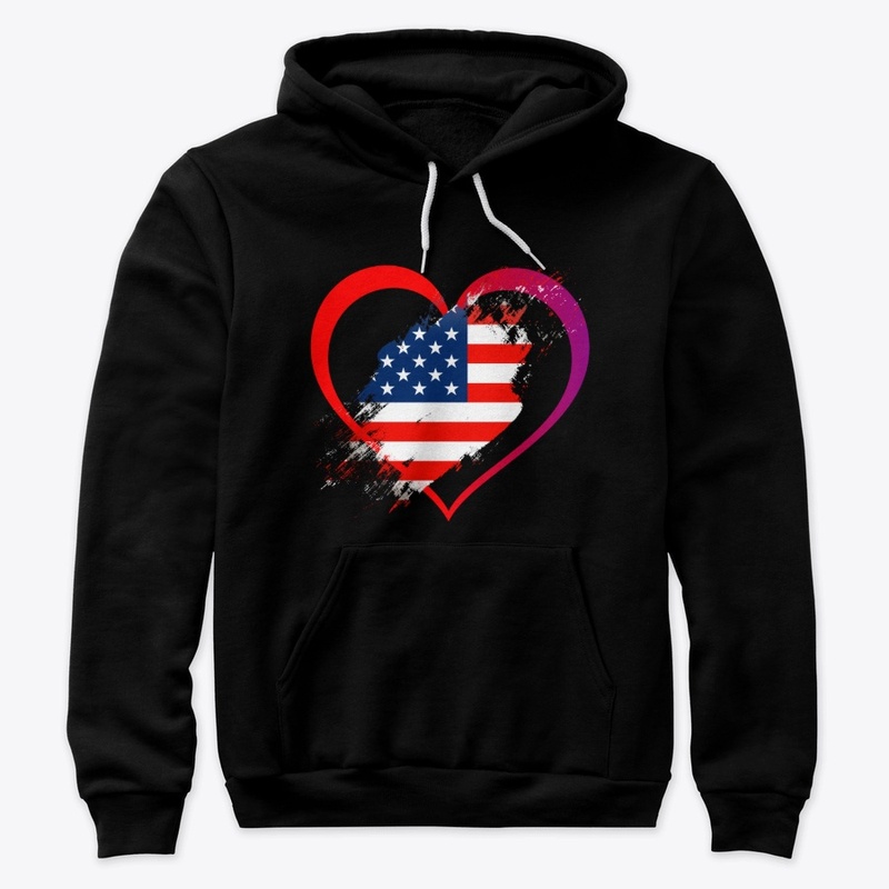 american flag in heart beautiful design 