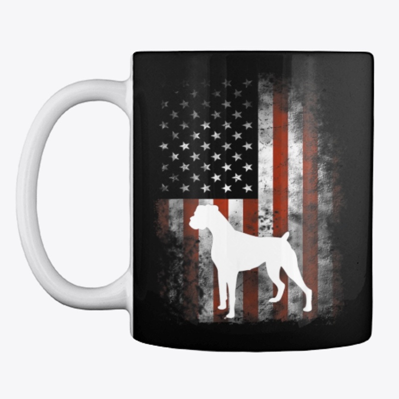 White Boxer Dog Shirt Patriotic American