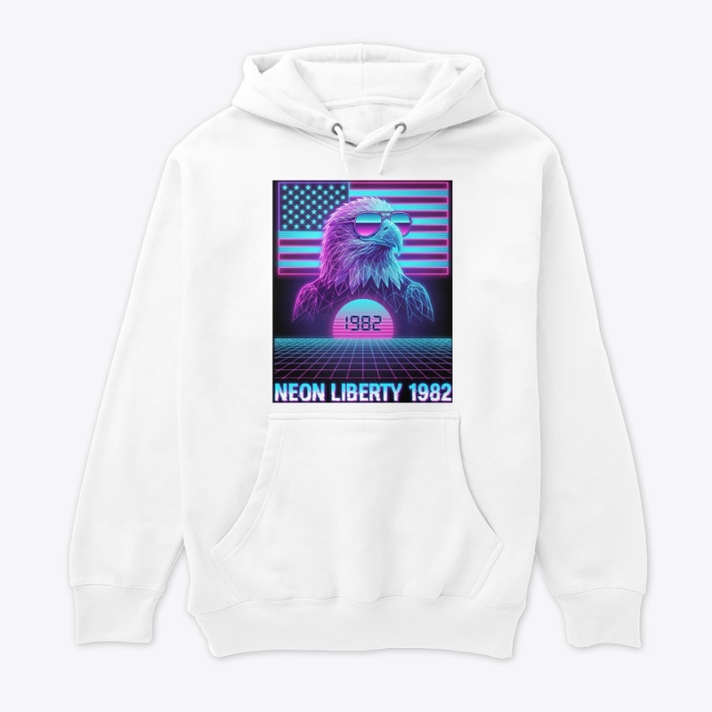 Retro-futuristic Neon American Eagle Tee
