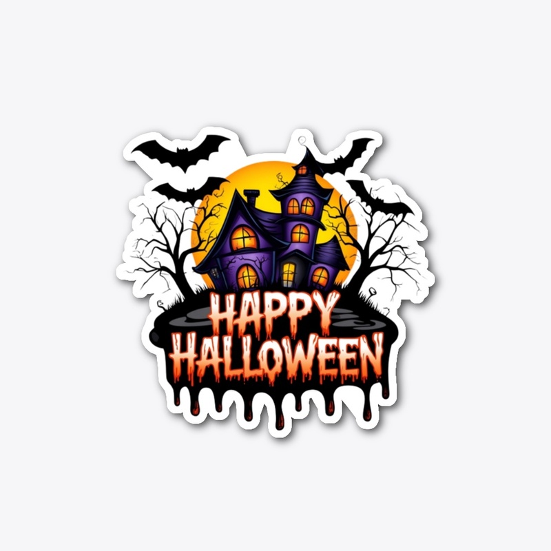 Halloween Haunted House with Bats
