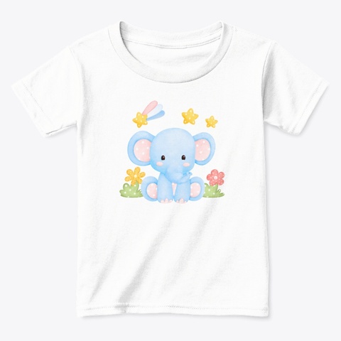 Baby Elephant  White  T-Shirt Front