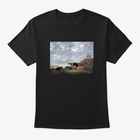 Aelbert Cuyp River Landscape With Cows Black T-Shirt Front