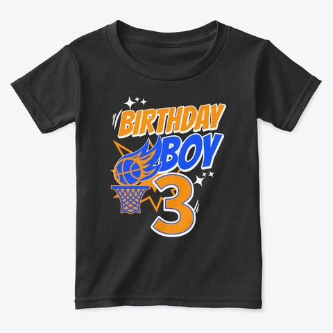 3rd Birthday Boy Basketball Themed Party Black Maglietta Front