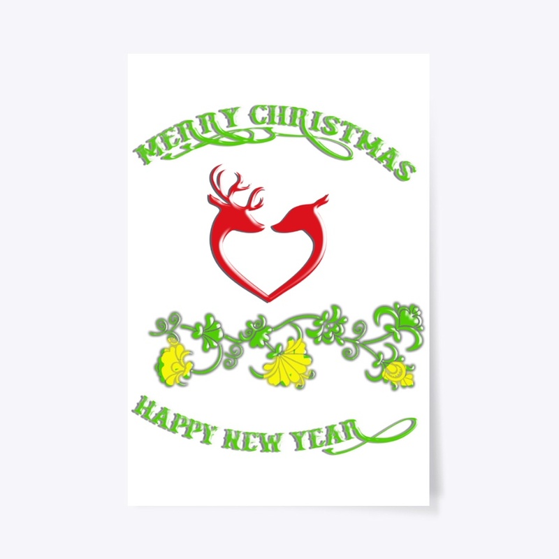 Merry Christmas with reindeer