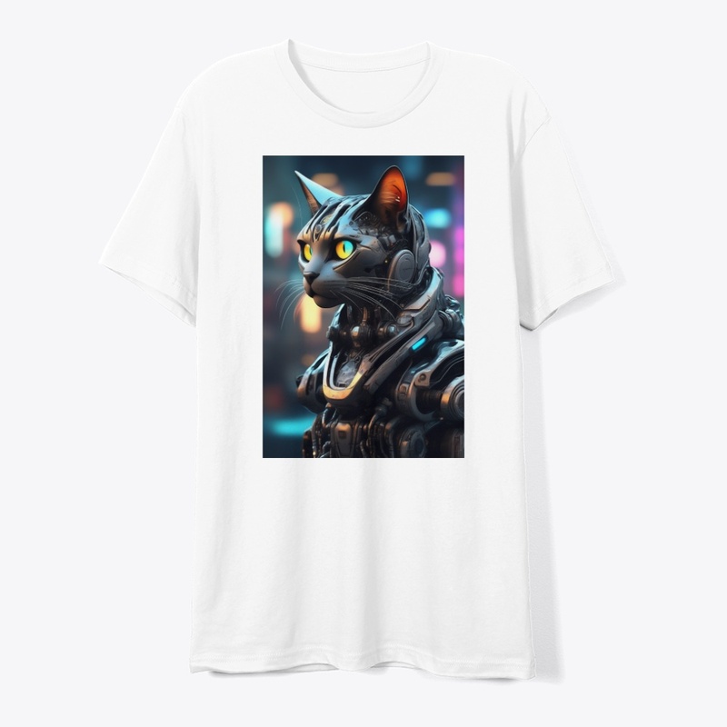 Cybernetic Cat in Neon Glow