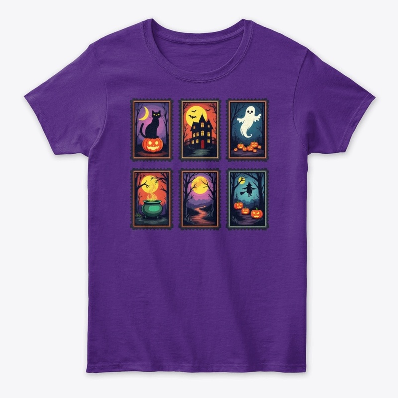 Spooky Stamps Retro Halloween Tee