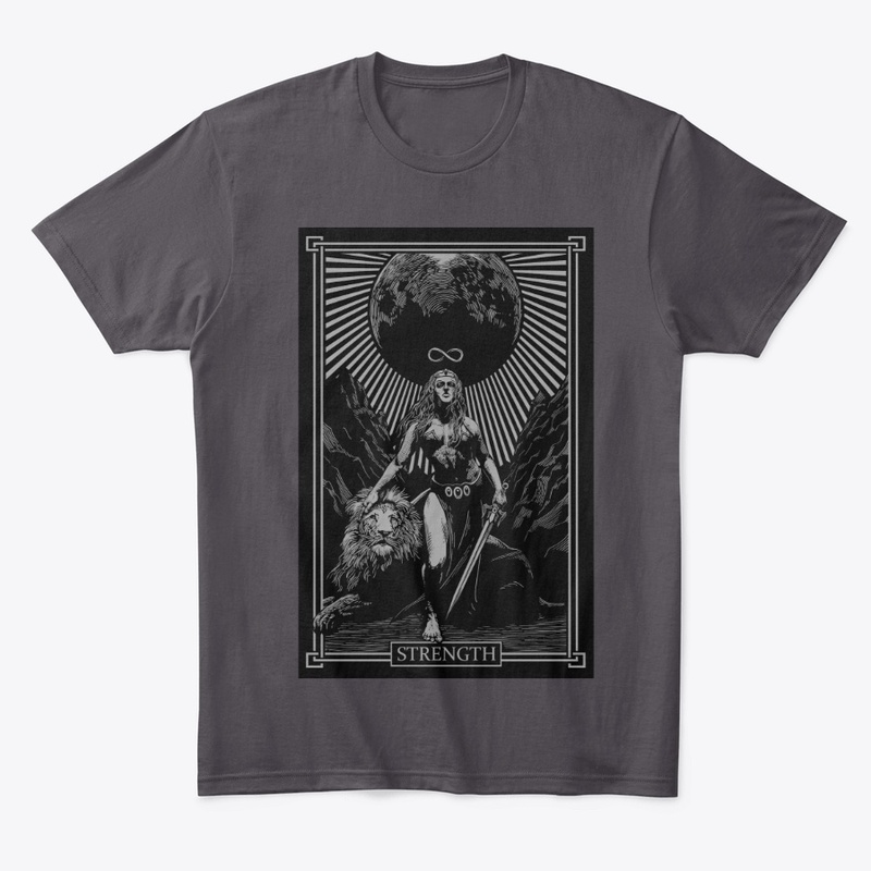 STRENGTH TAROT GREY ON GREY DESIGN