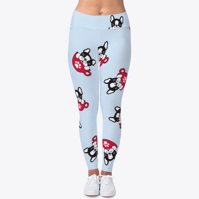 cool leggings,  dog and coffee