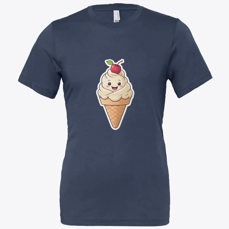 Waving Ice Cream Cute Minimal Art.