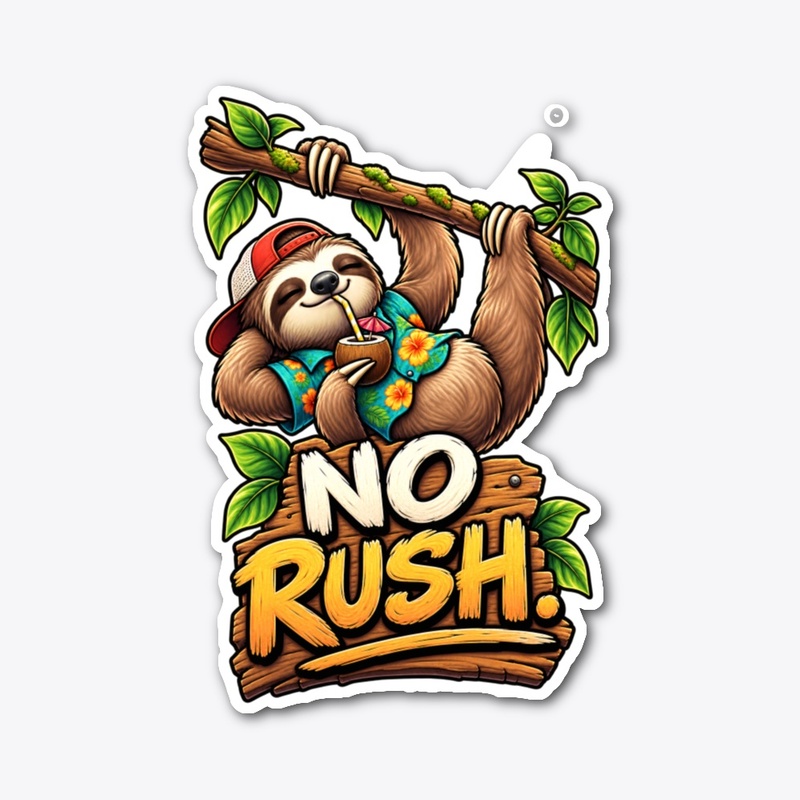 No Rush Funny Sloth T-Shirt Design 