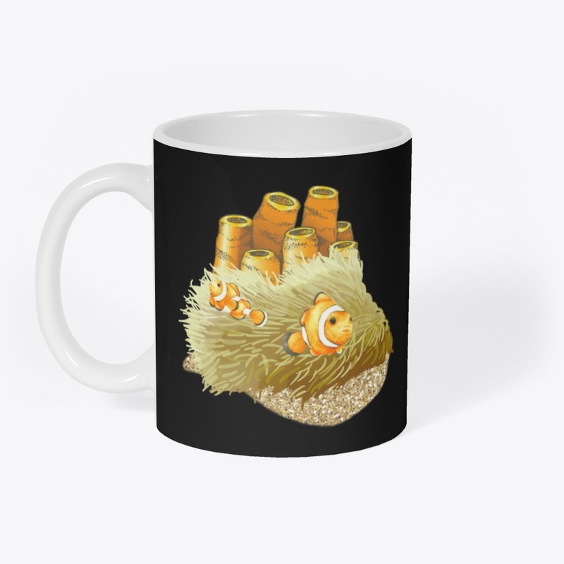Watercolor clown fishes