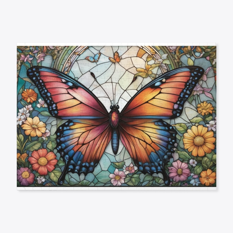 Unique Floral Puzzle with Butterfly